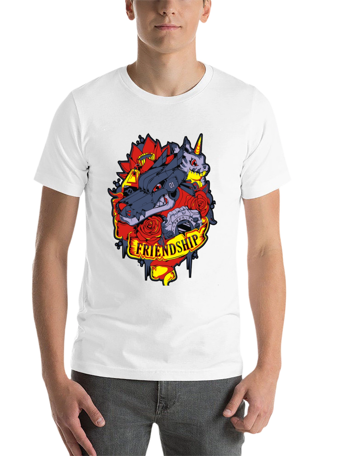 Friendship Wolf and Unicorn Graphic Tee