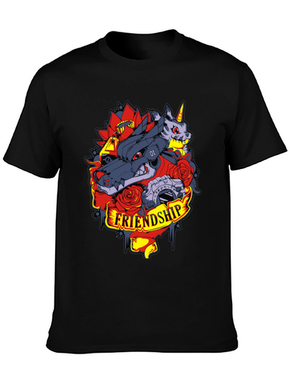 Friendship Wolf and Unicorn Graphic Tee