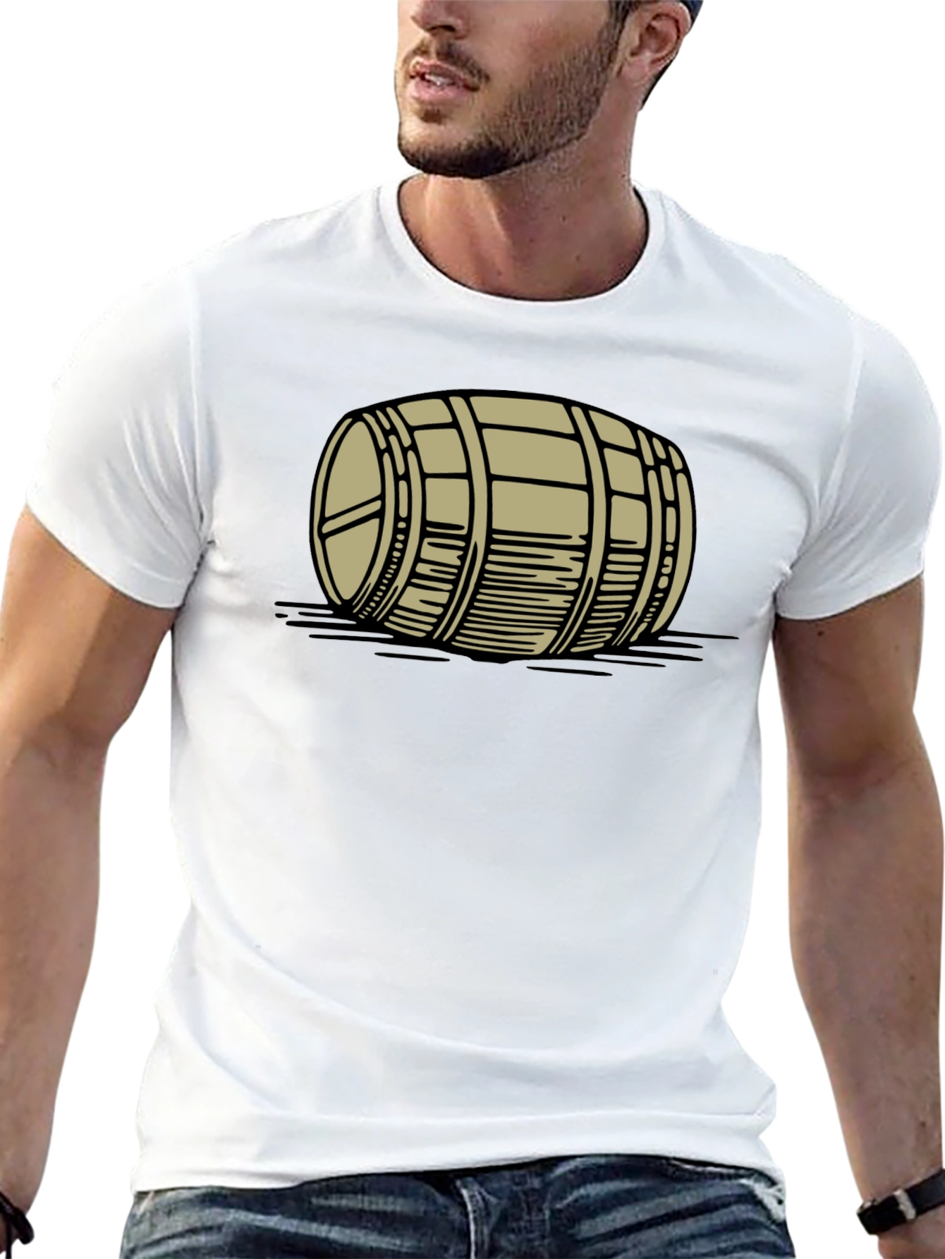 Barrel Graphic Tee - Black Cotton Casual Shirt