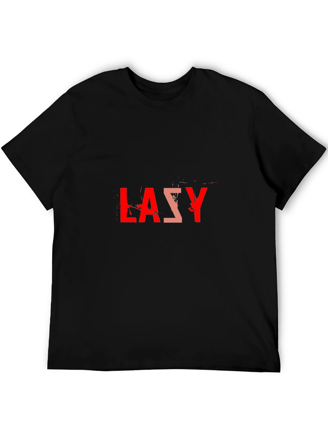 Lazy Graphic Tee - Black Cotton Blend Casual T-Shirt