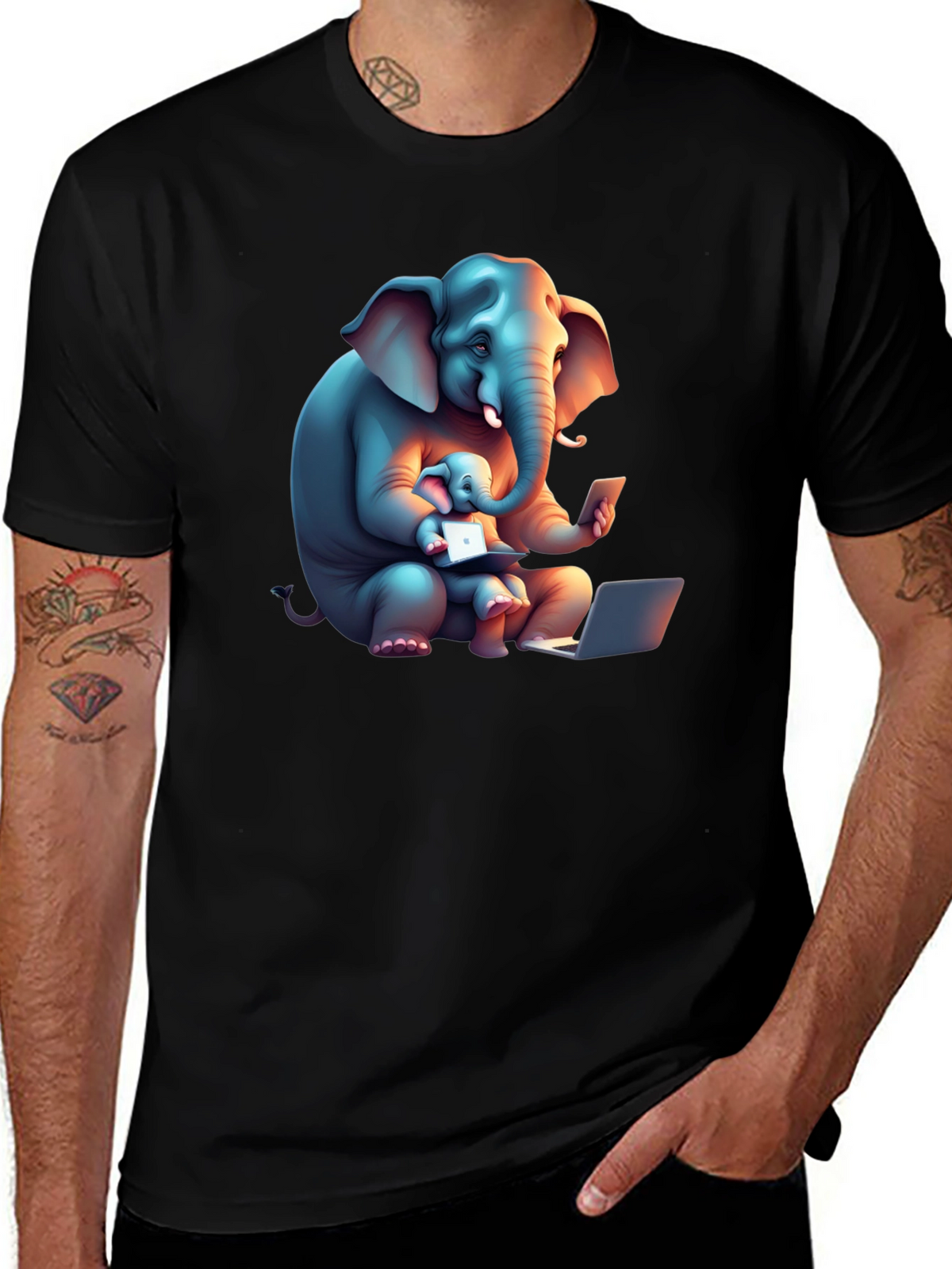 Elephant Family Tech T-Shirt