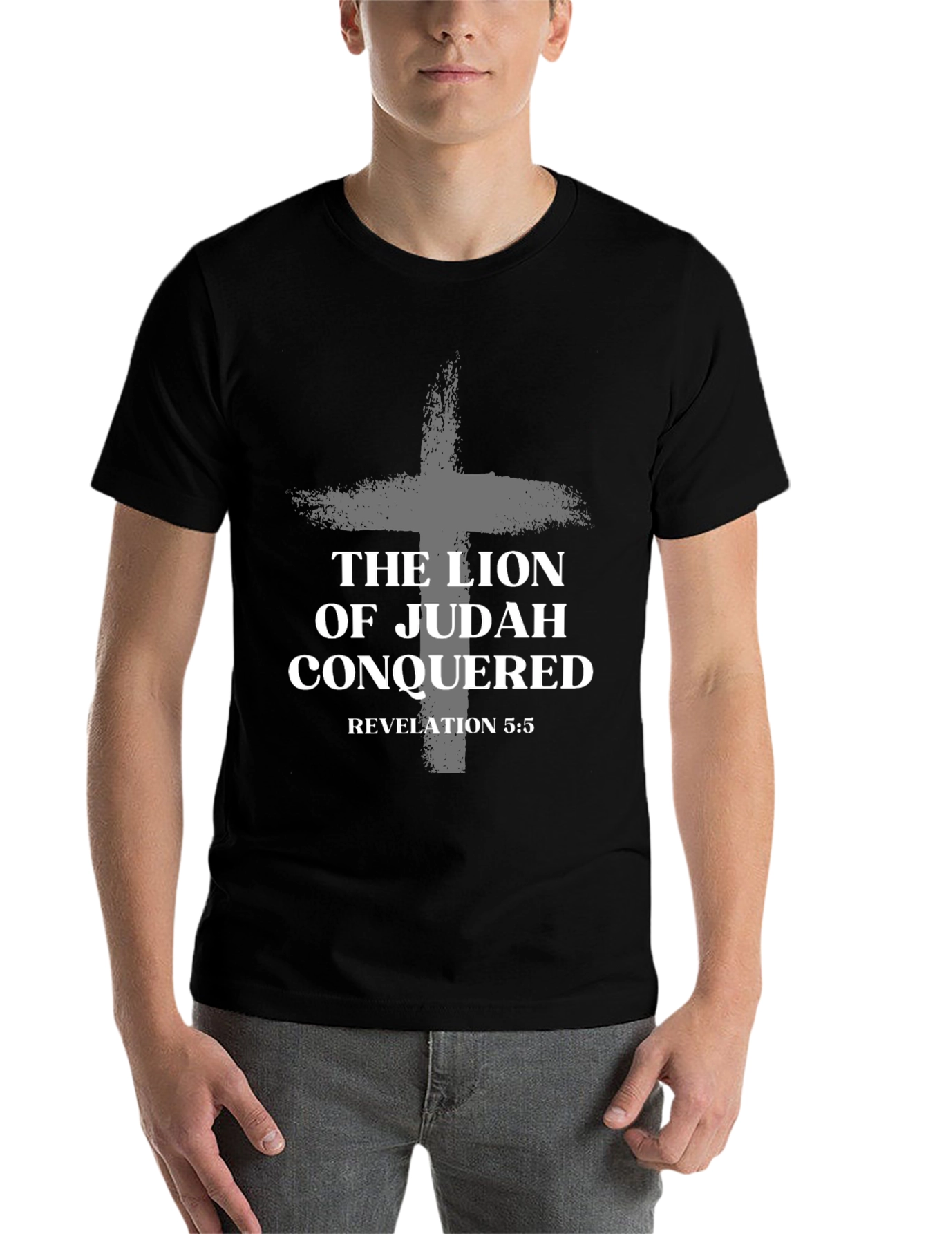 Lion of Judah Conquered Black T-Shirt Revelation 5:5