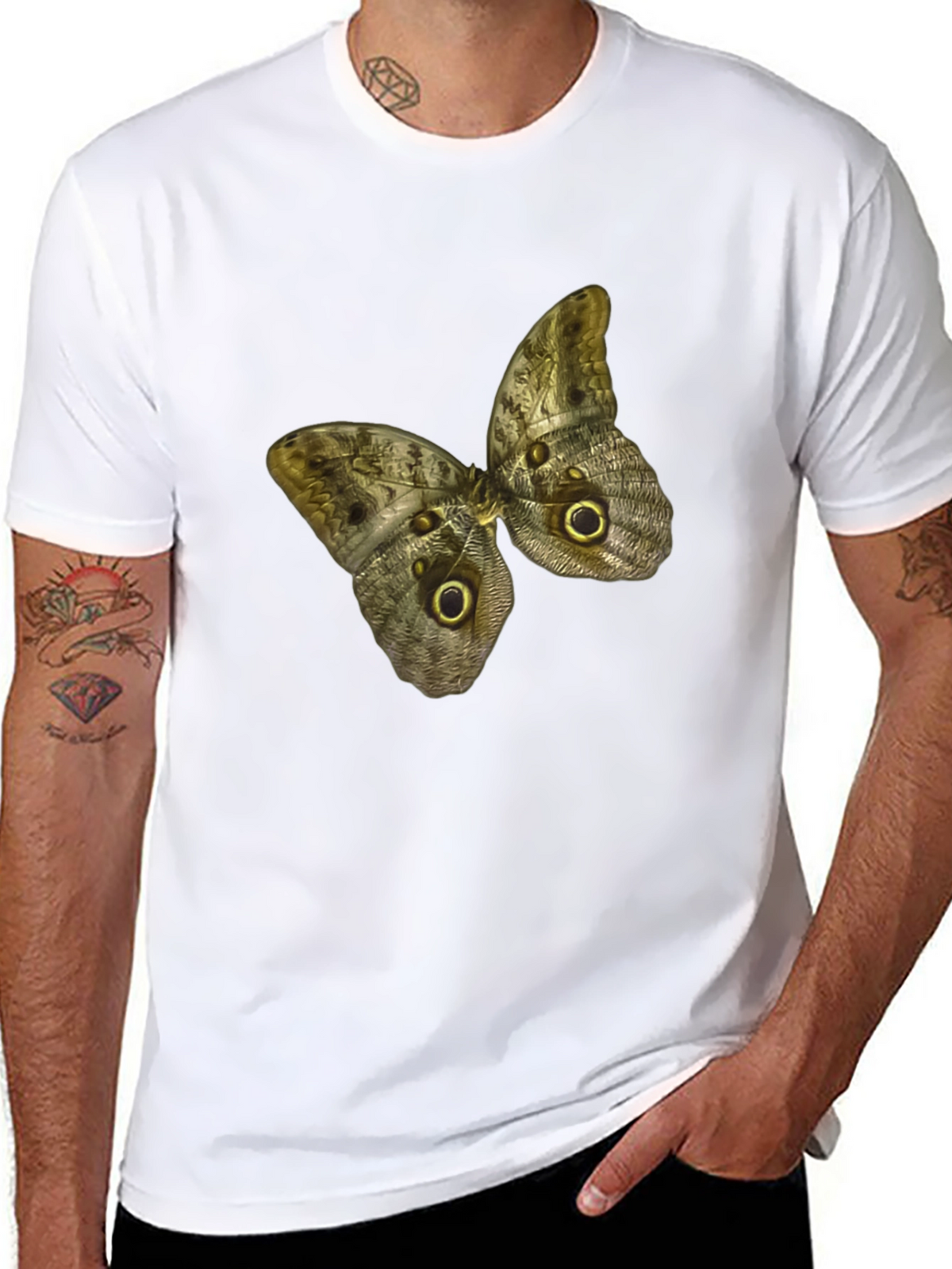 Butterfly Graphic Print Black T-Shirt