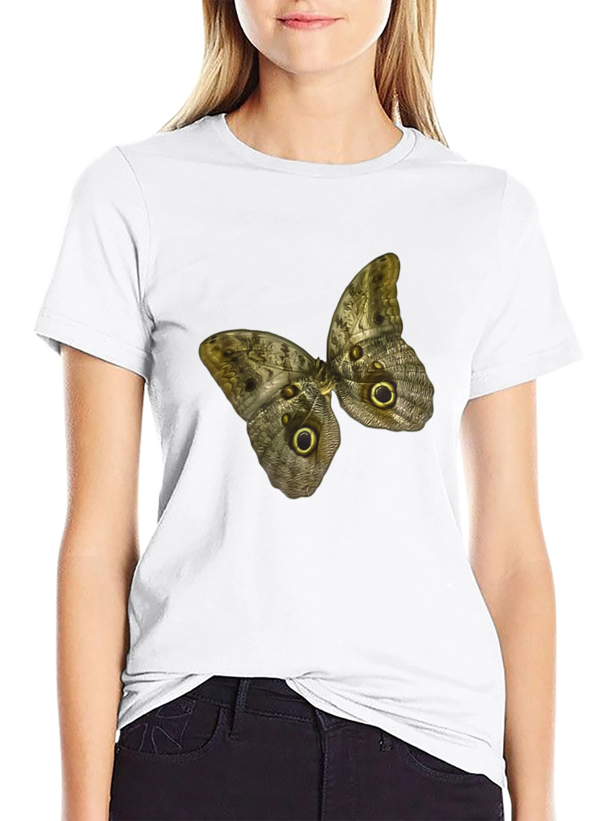 Butterfly Graphic Print Black T-Shirt
