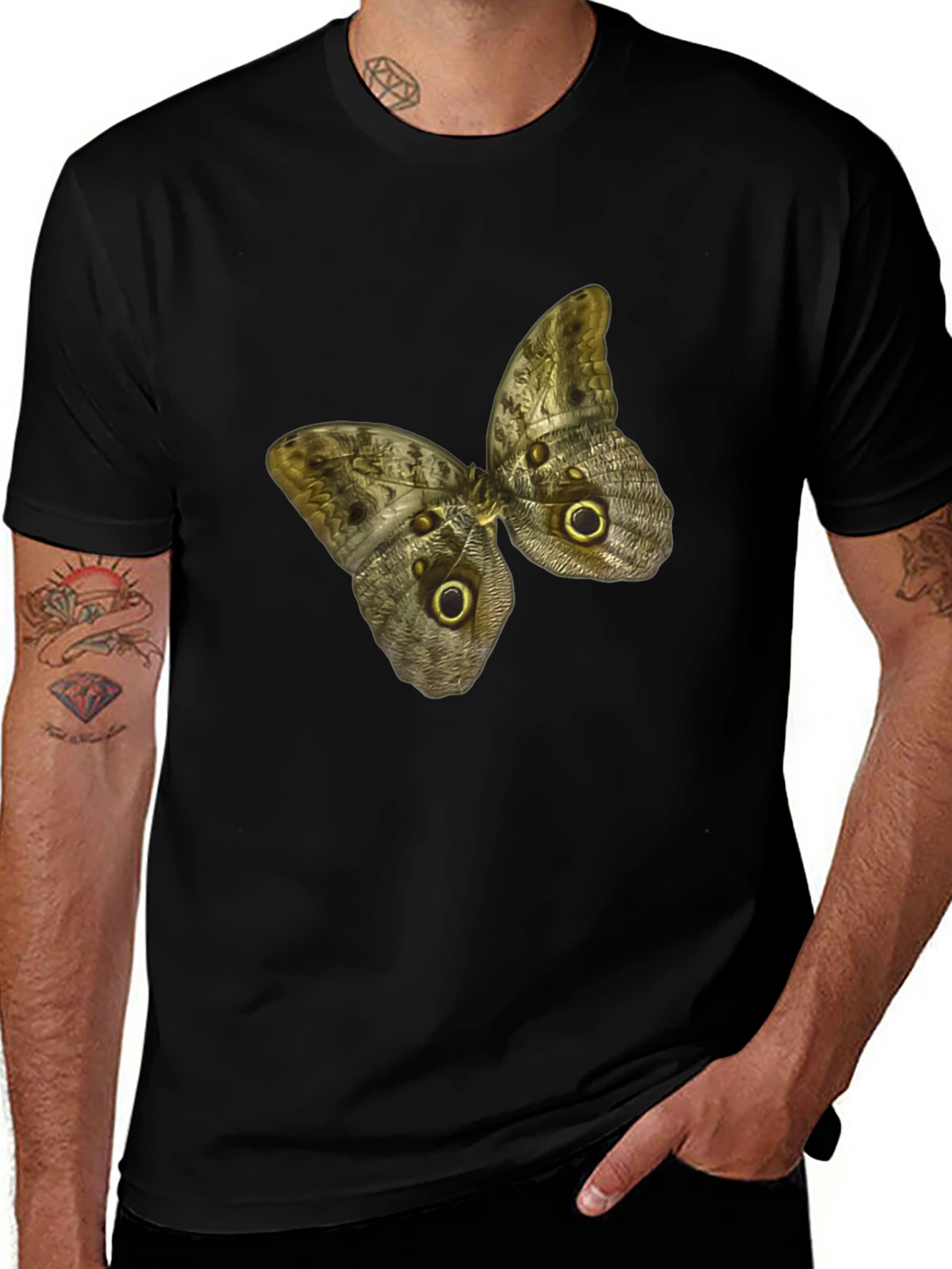 Butterfly Graphic Print Black T-Shirt