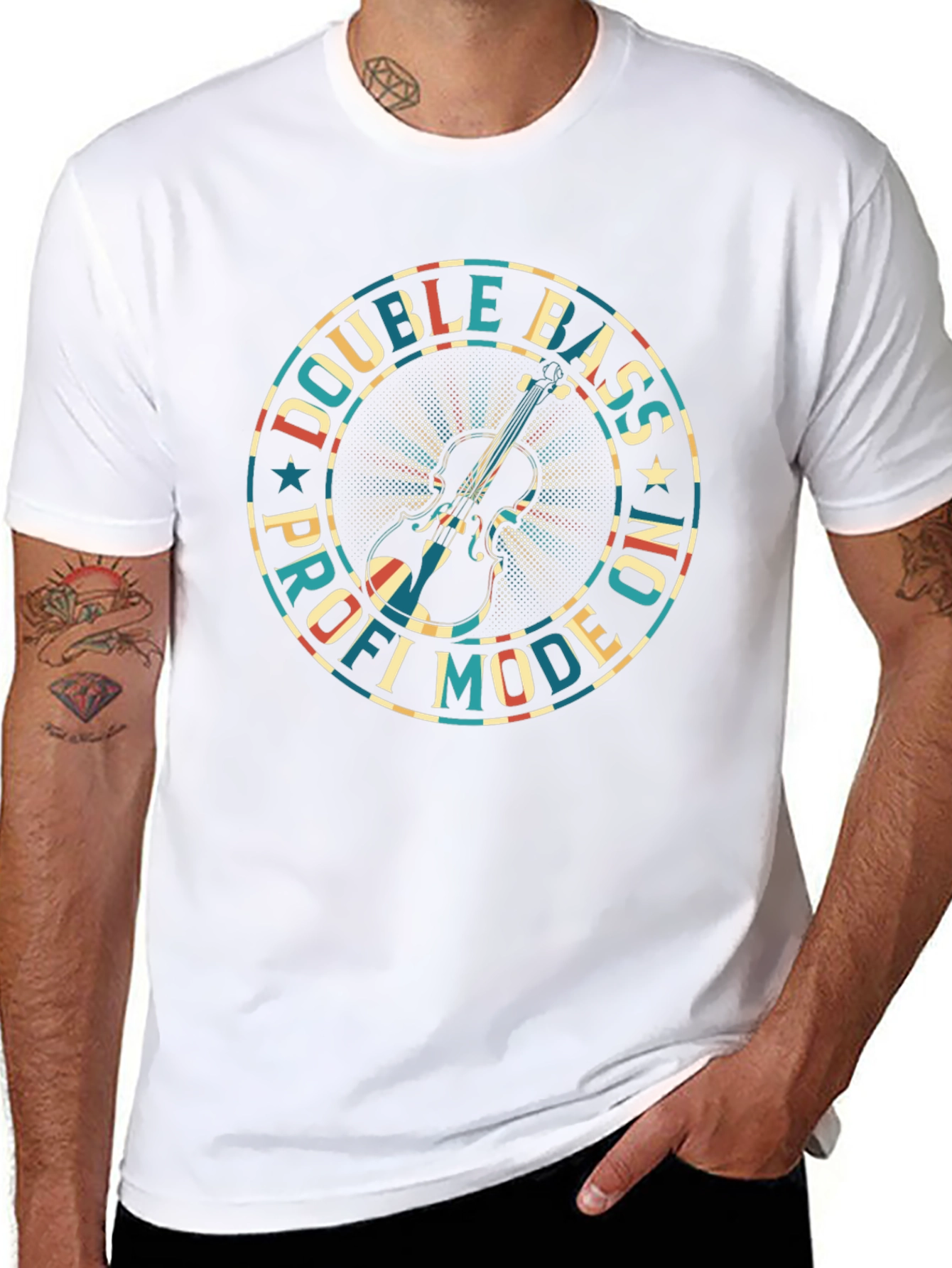 Double Bass Pro Mode On Black T-Shirt