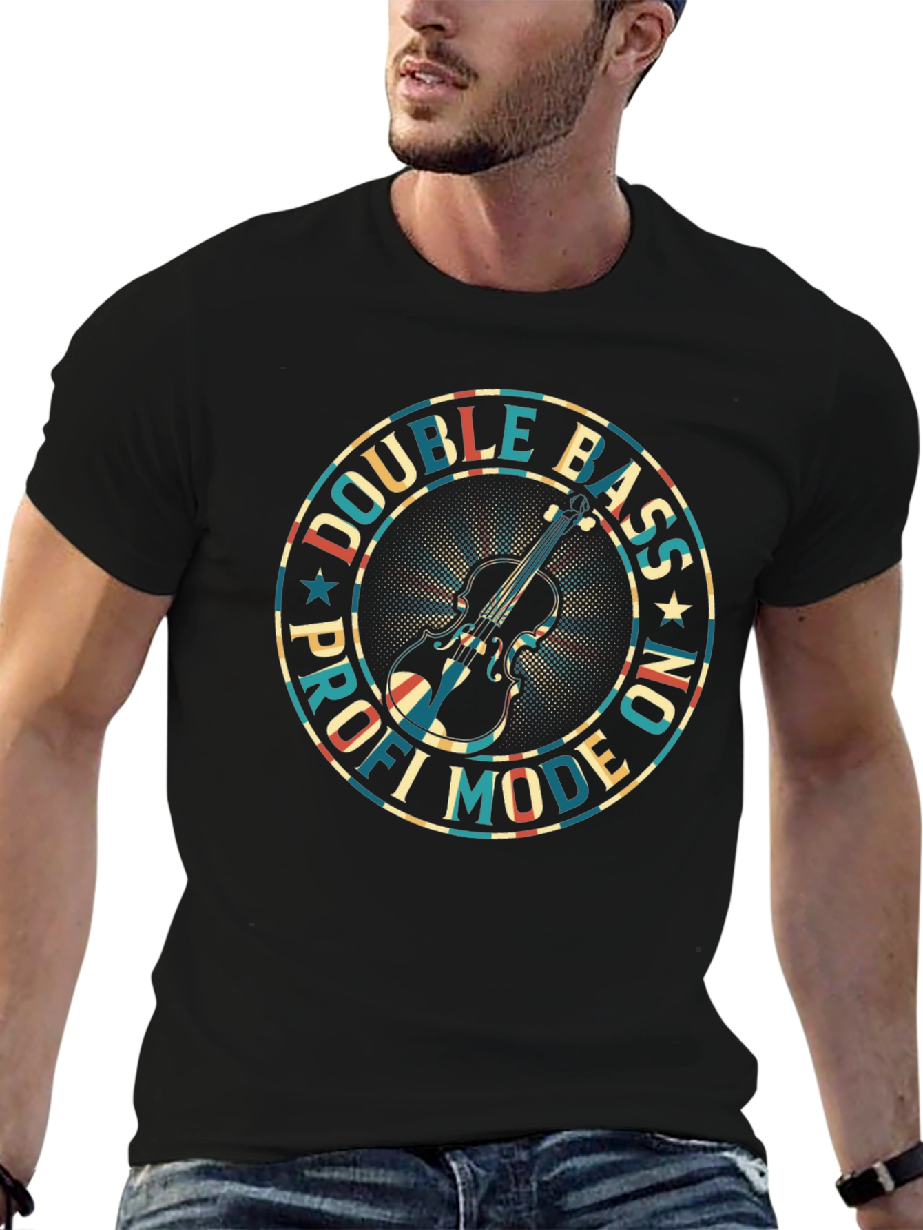 Double Bass Pro Mode On Black T-Shirt