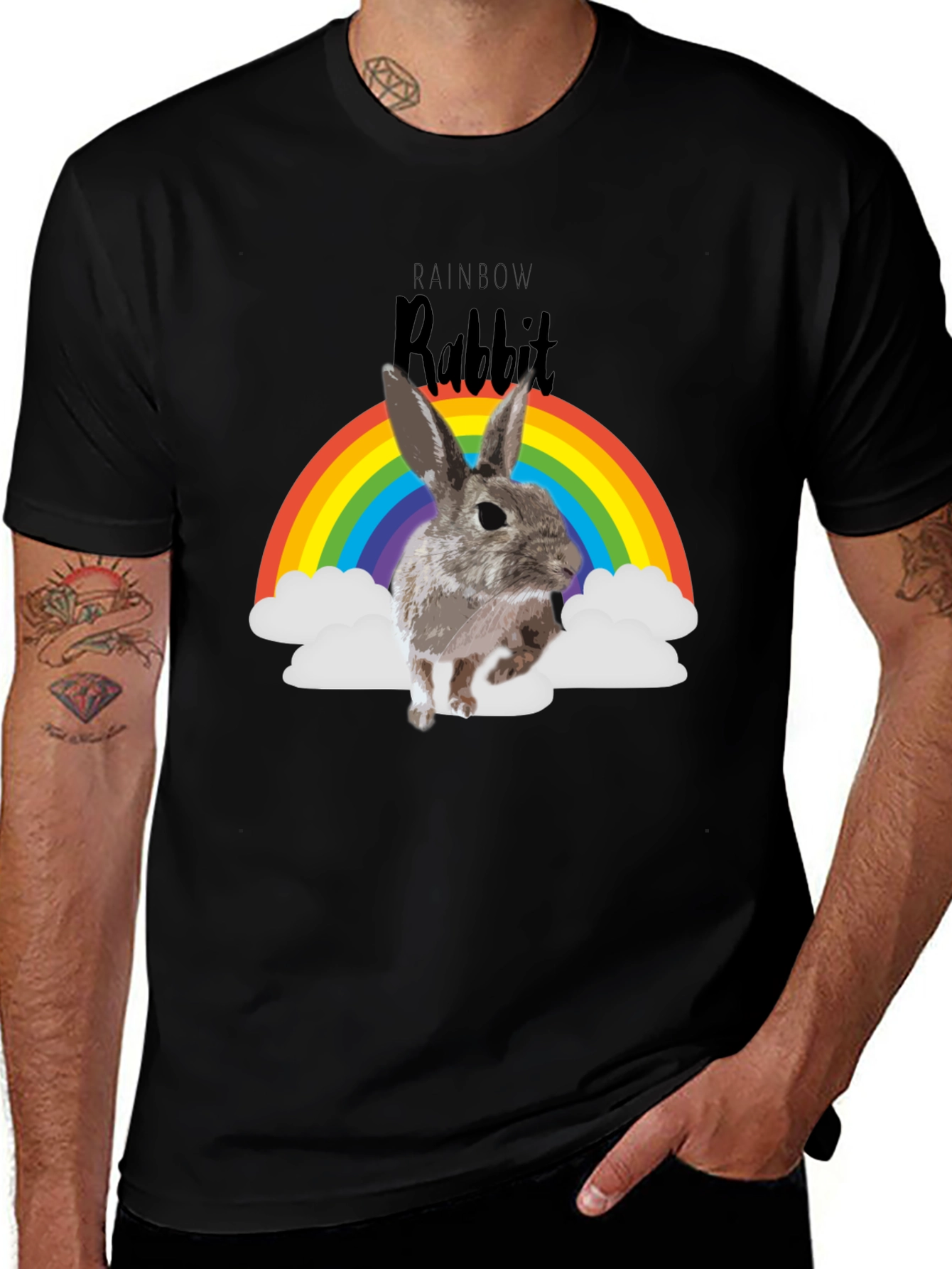 Rainbow Rabbit T-Shirt - Fun Graphic Tee