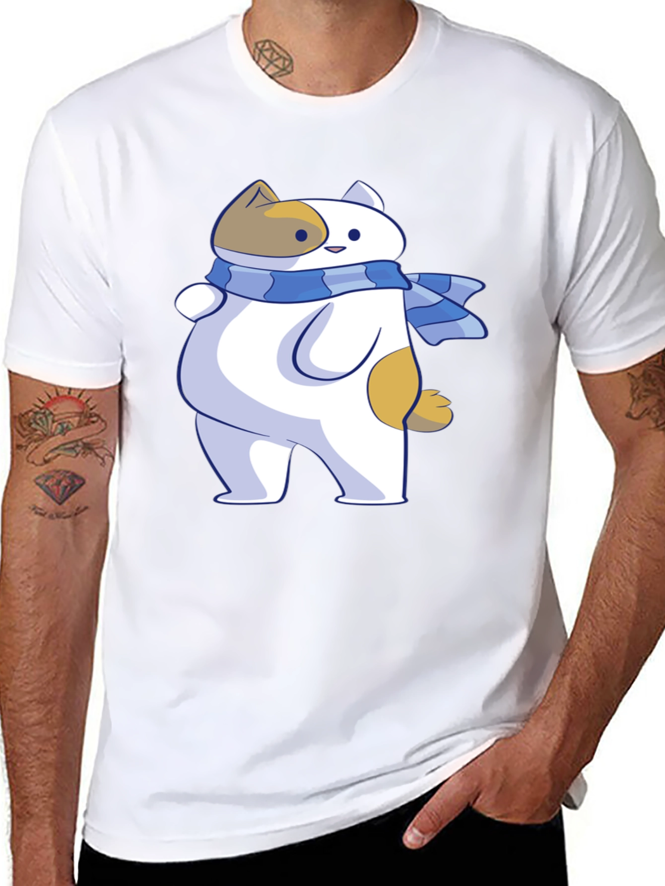 Cartoon Cat T-Shirt - Unisex Black Tee