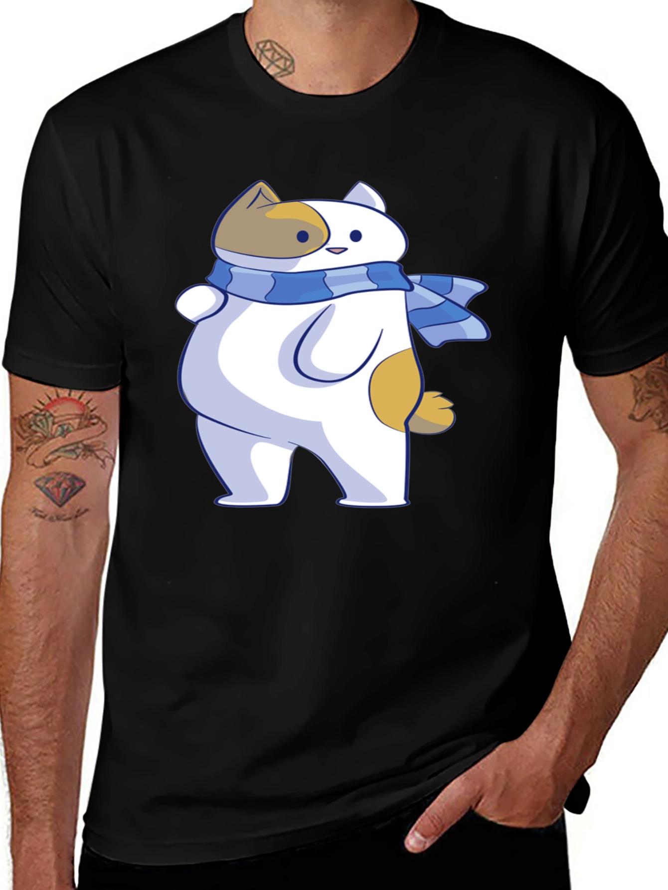 Cartoon Cat T-Shirt - Unisex Black Tee