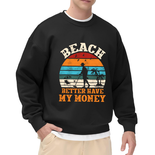 Retro Sunset Beach Metal Detector Funny Sweatshirt