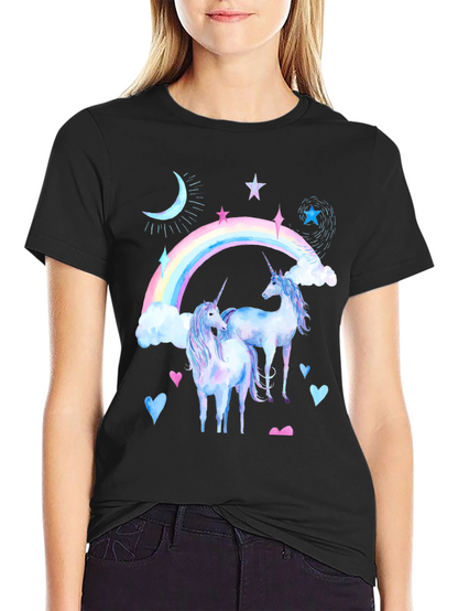Unicorn Rainbow Black T-Shirt