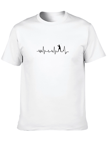 Black T-Shirt with Golf Heartbeat Design