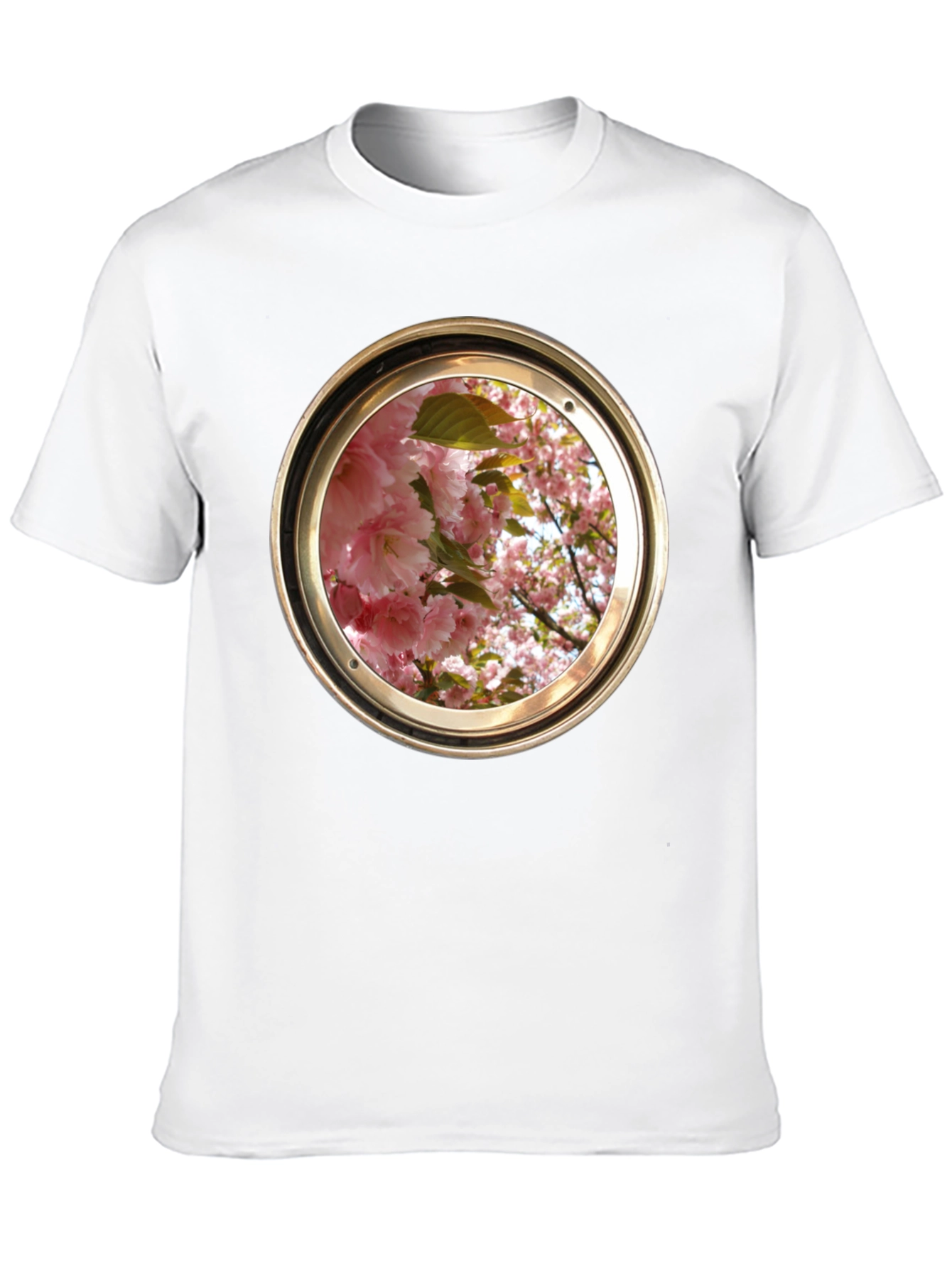 Floral Porthole Graphic Tee - Unique Design