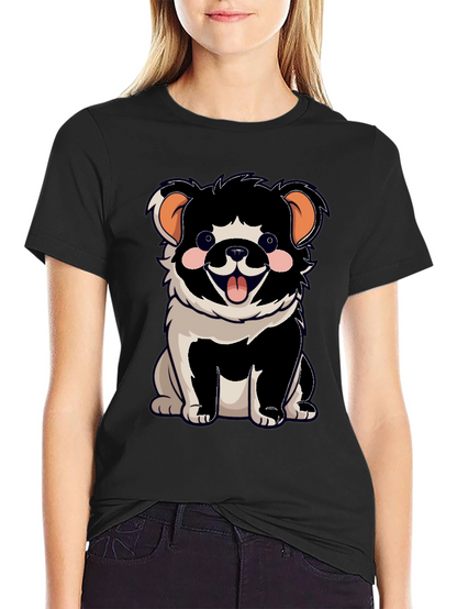 Cartoon Dog Graphic T-Shirt Black Unisex