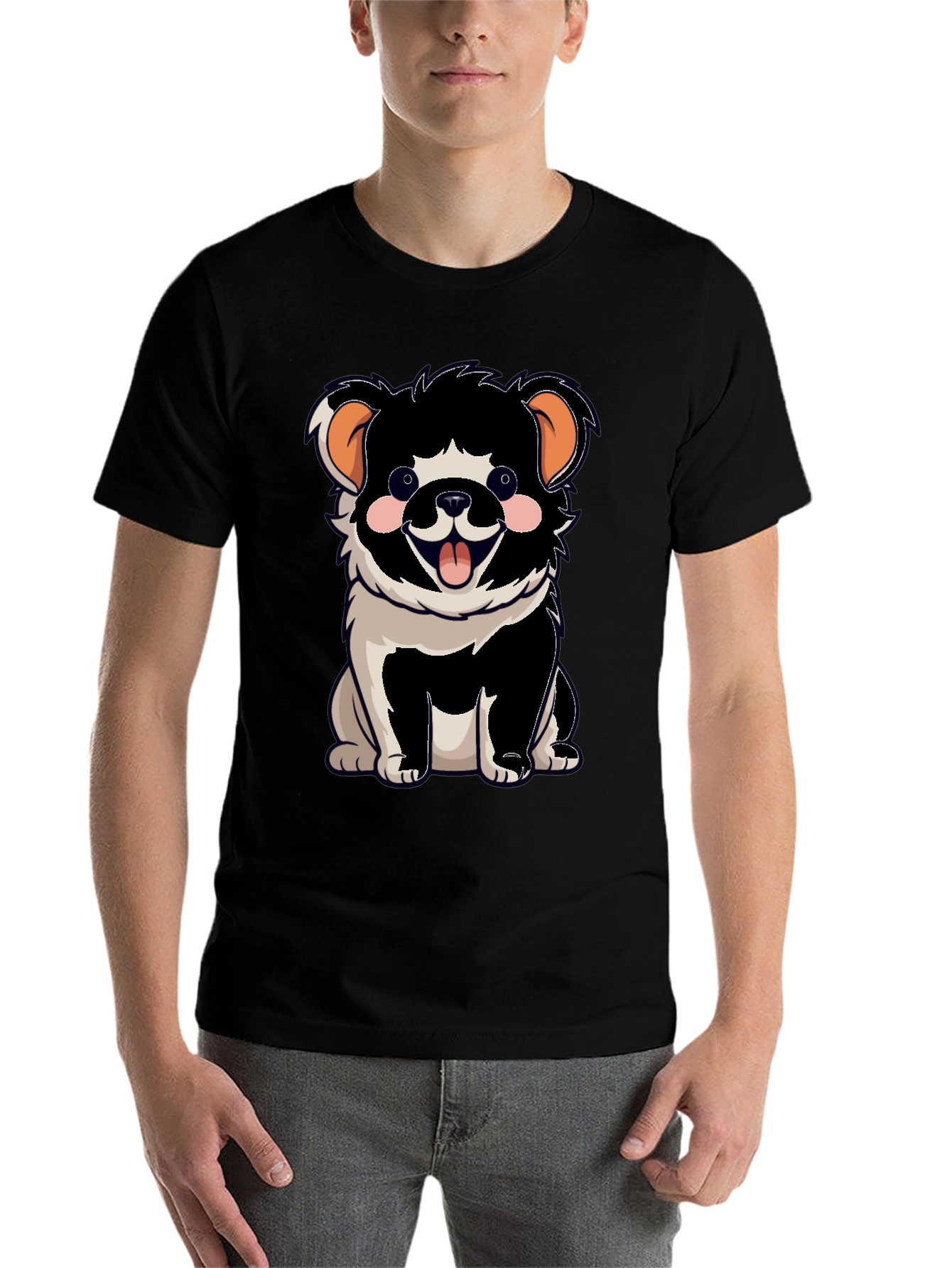 Cartoon Dog Graphic T-Shirt Black Unisex