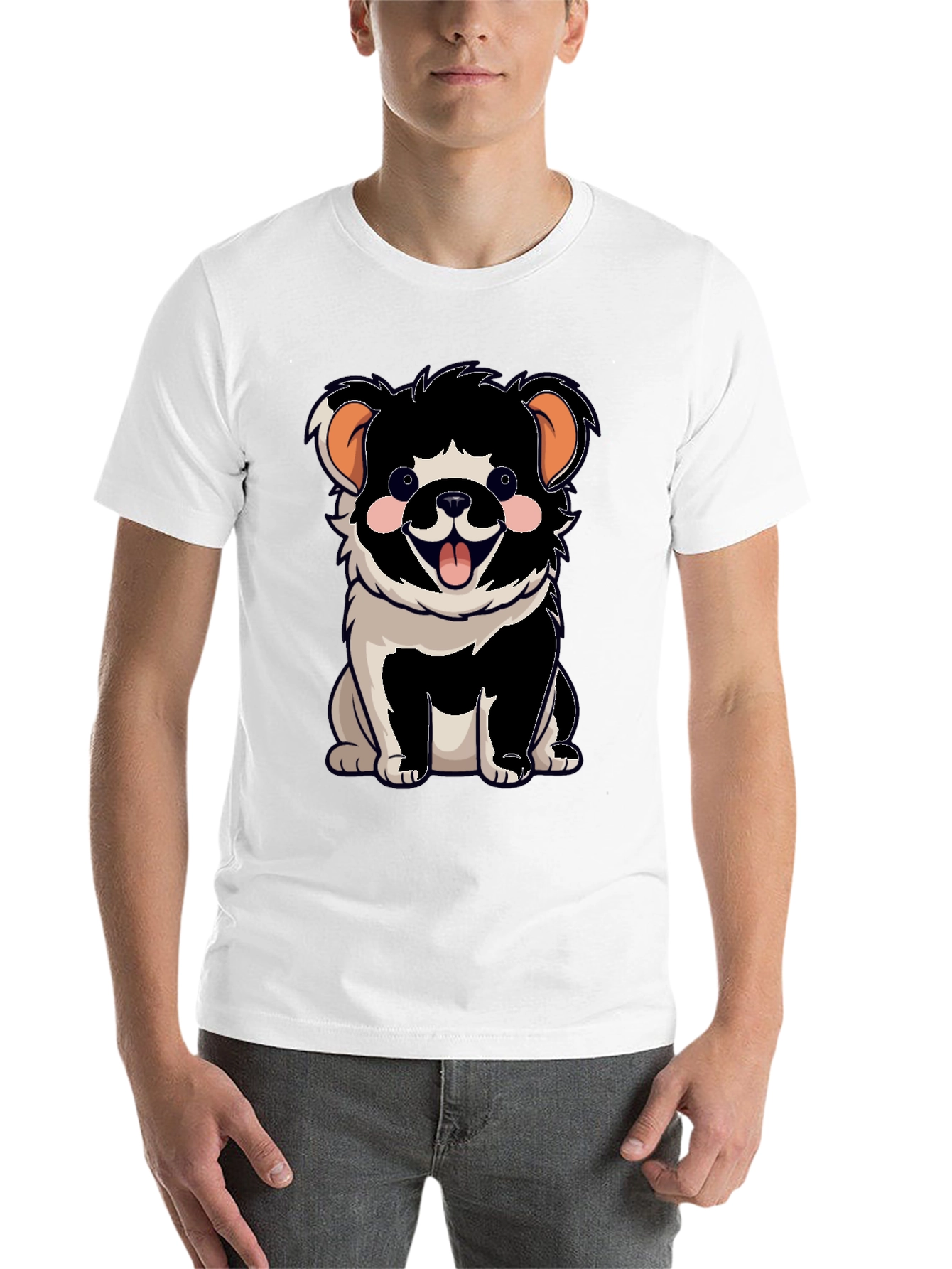 Cartoon Dog Graphic T-Shirt Black Unisex
