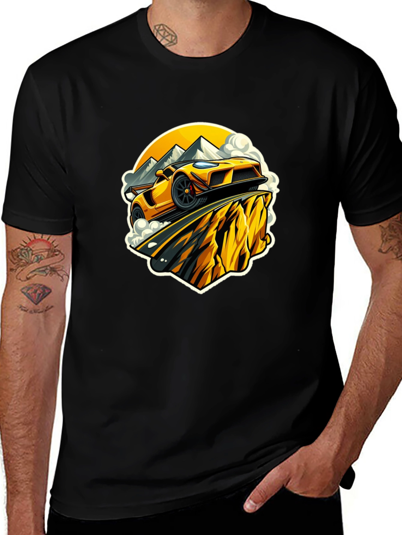 Yellow Car Mountain Road Trip T-Shirt