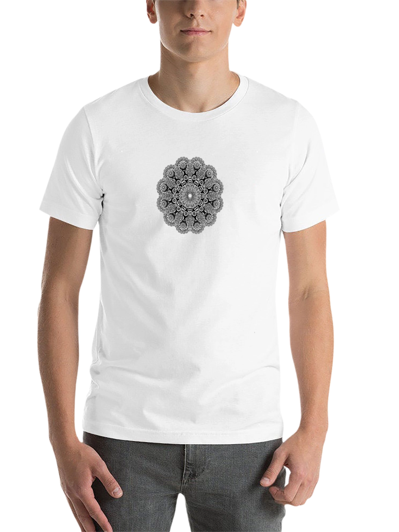 Black T-Shirt with Mandala Graphic