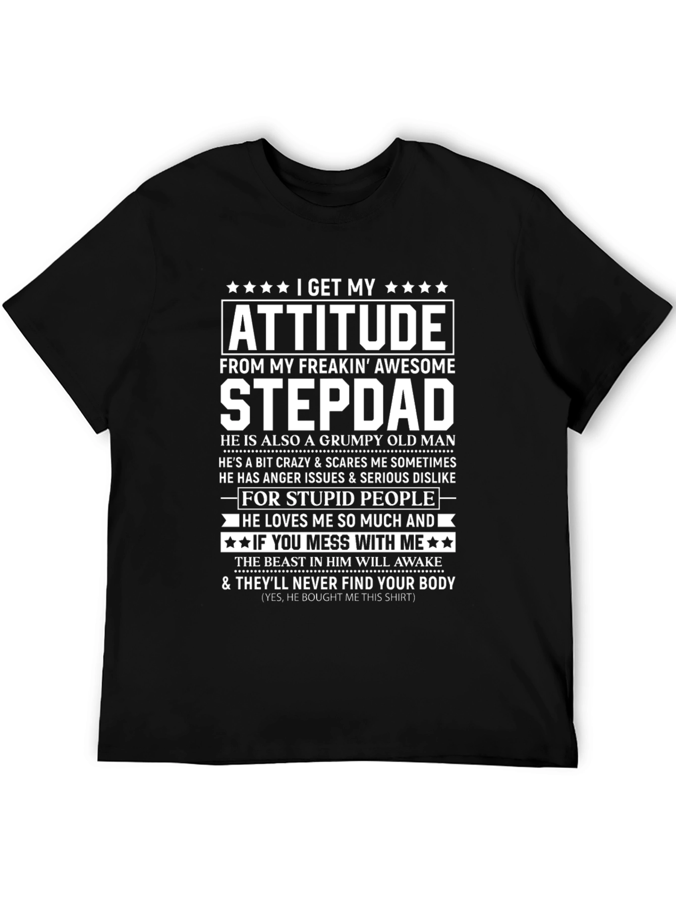 Awesome Stepdad T-Shirt: Attitude & Humor