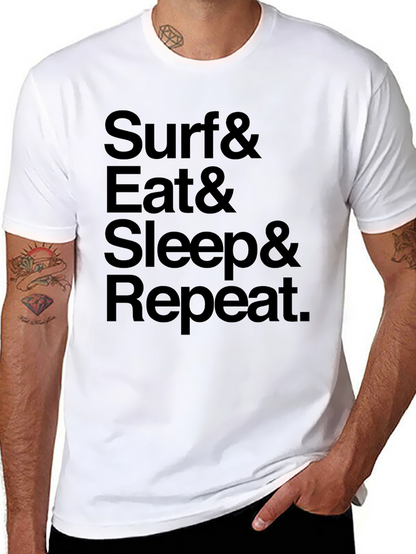 Surf Eat Sleep Repeat Graphic Tee - Black
