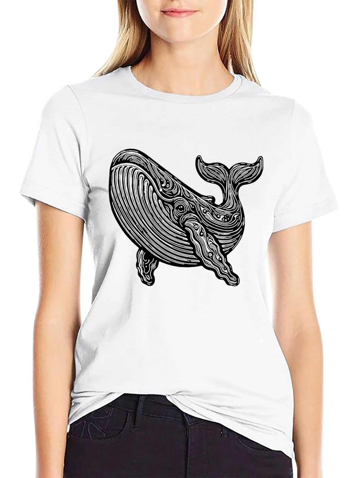 Whale Graphic Tee - Black