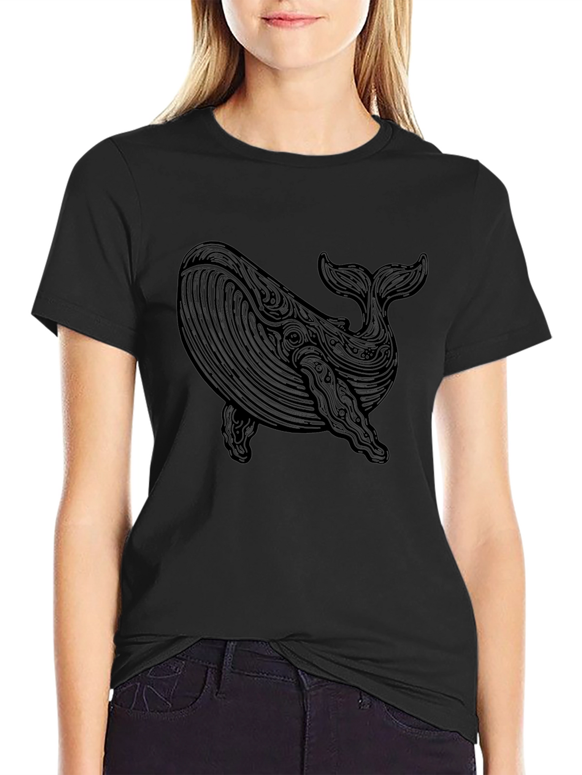 Whale Graphic Tee - Black