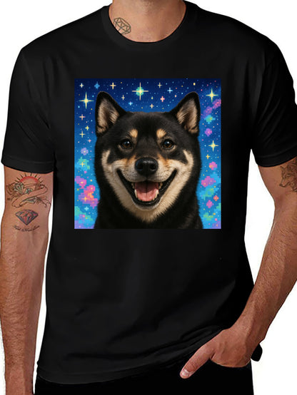 Shiba Inu Galaxy Graphic Tee - Black