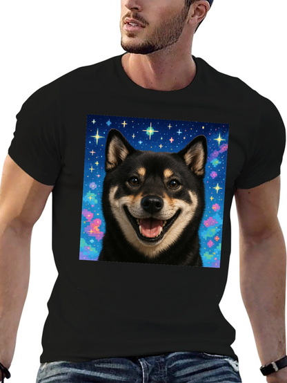 Shiba Inu Galaxy Graphic Tee - Black