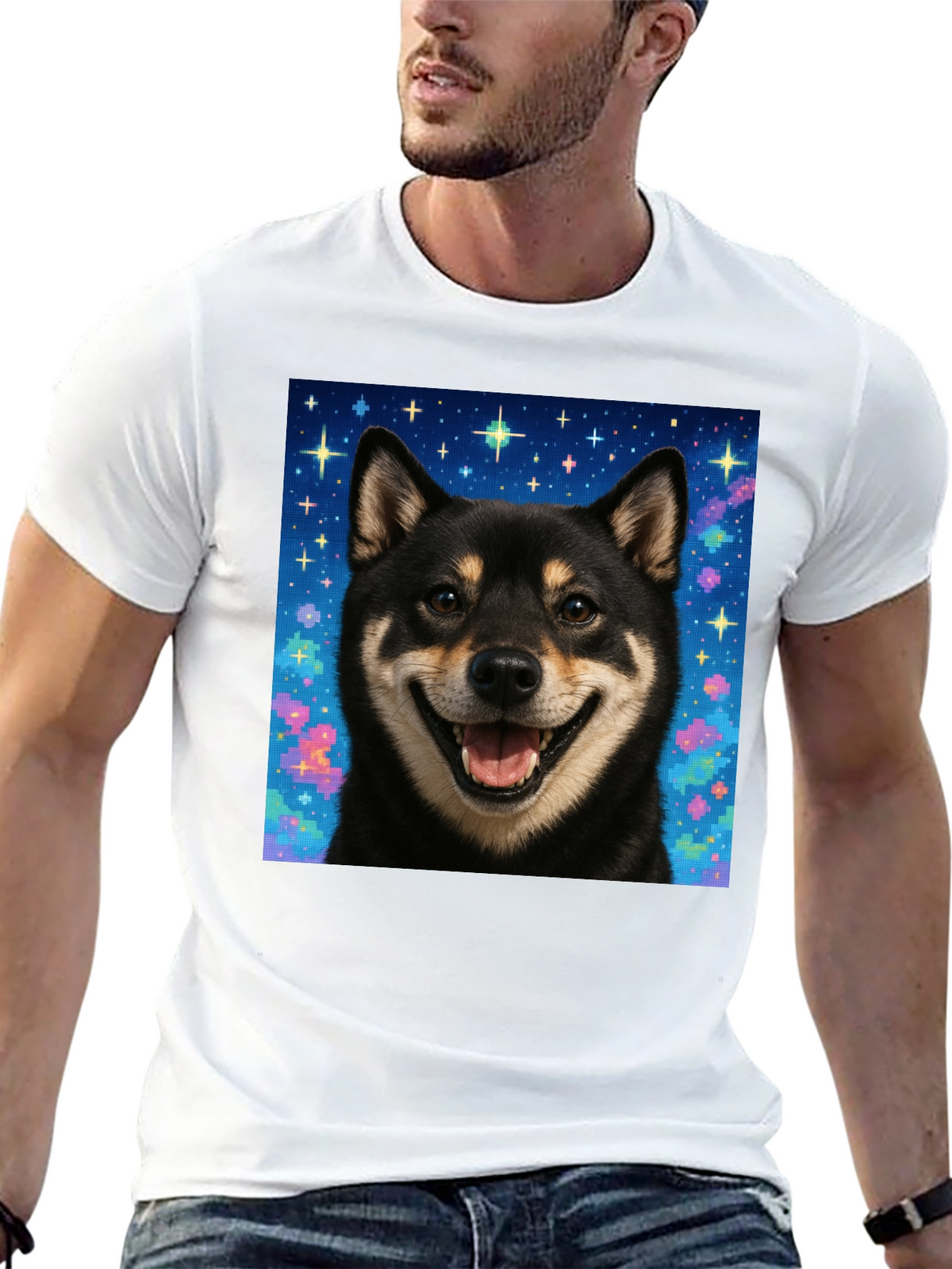 Shiba Inu Galaxy Graphic Tee - Black