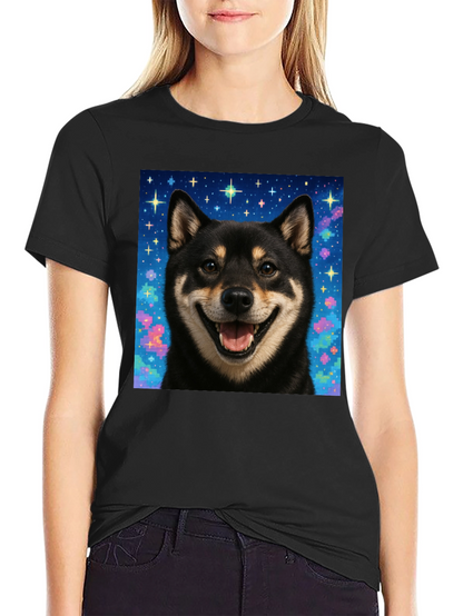 Shiba Inu Galaxy Graphic Tee - Black