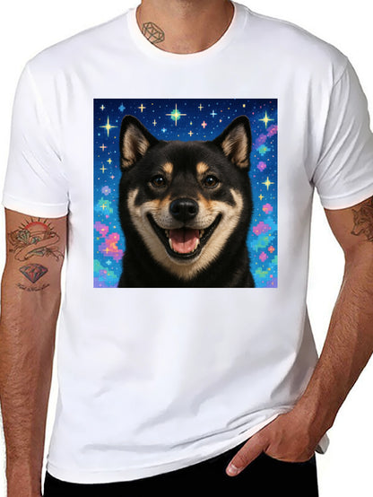 Shiba Inu Galaxy Graphic Tee - Black