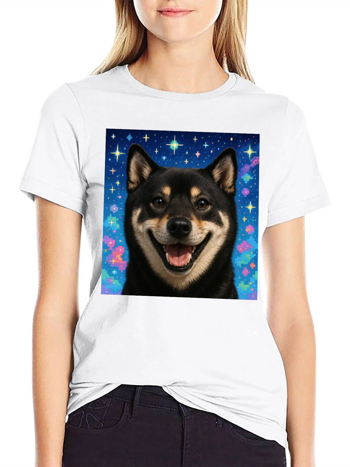 Shiba Inu Galaxy Graphic Tee - Black