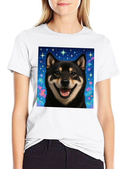 Shiba Inu Galaxy Graphic Tee - Black