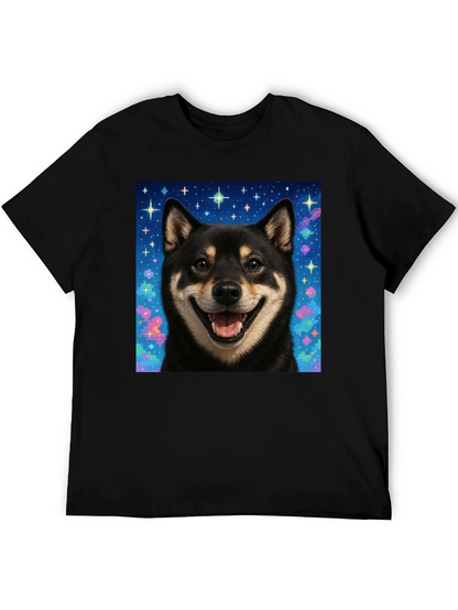 Shiba Inu Galaxy Graphic Tee - Black