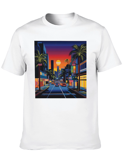 Sunset Cityscape Graphic Tee - Retro Style