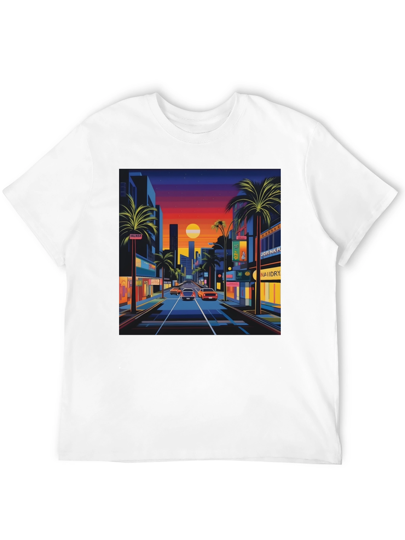 Sunset Cityscape Graphic Tee - Retro Style