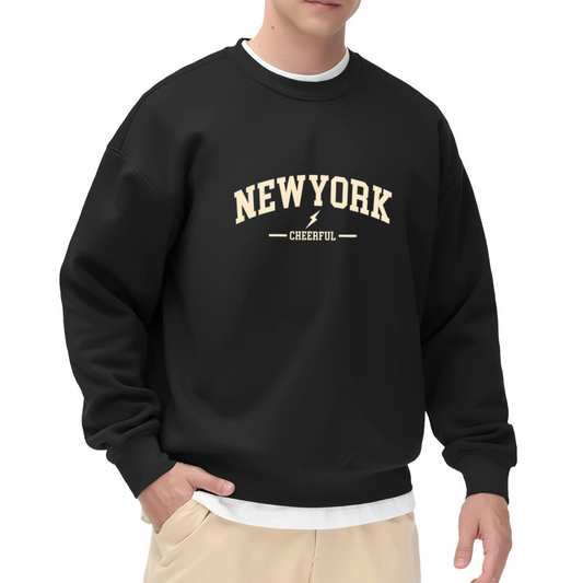 Retro NEW YORK CHEERFUL Lightning Graphic Crewneck Sweatshirt