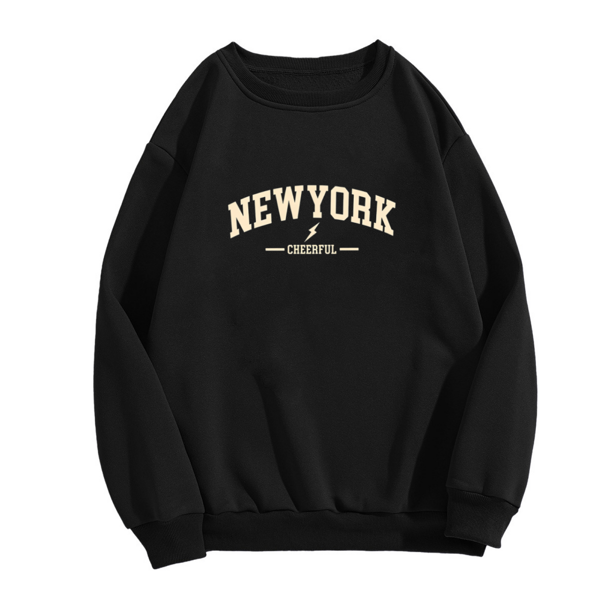 Retro NEW YORK CHEERFUL Lightning Graphic Crewneck Sweatshirt