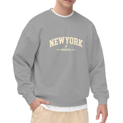 Retro NEW YORK CHEERFUL Lightning Graphic Crewneck Sweatshirt