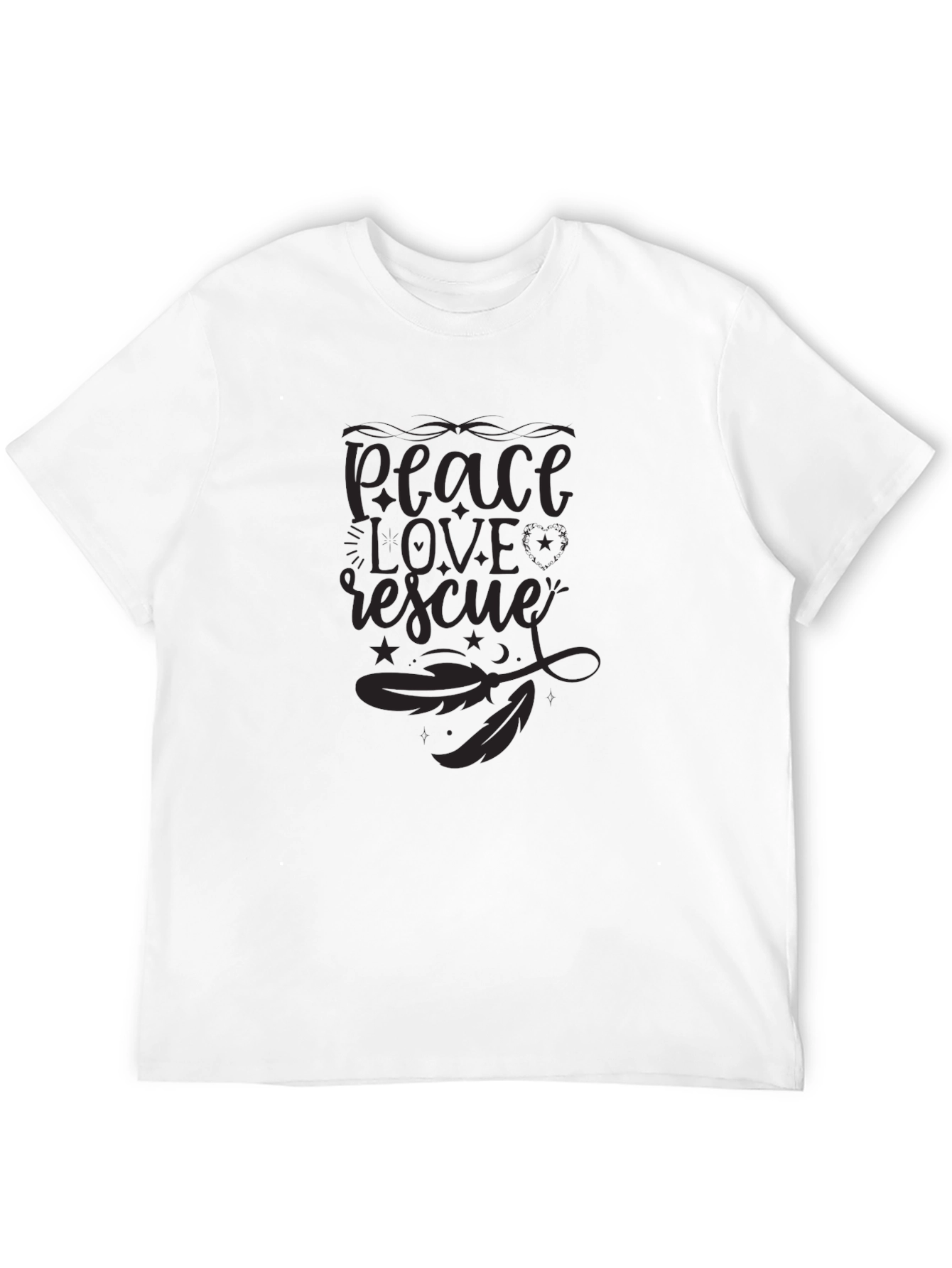 Peace Love Rescue Graphic Tee - Unisex Black Shirt
