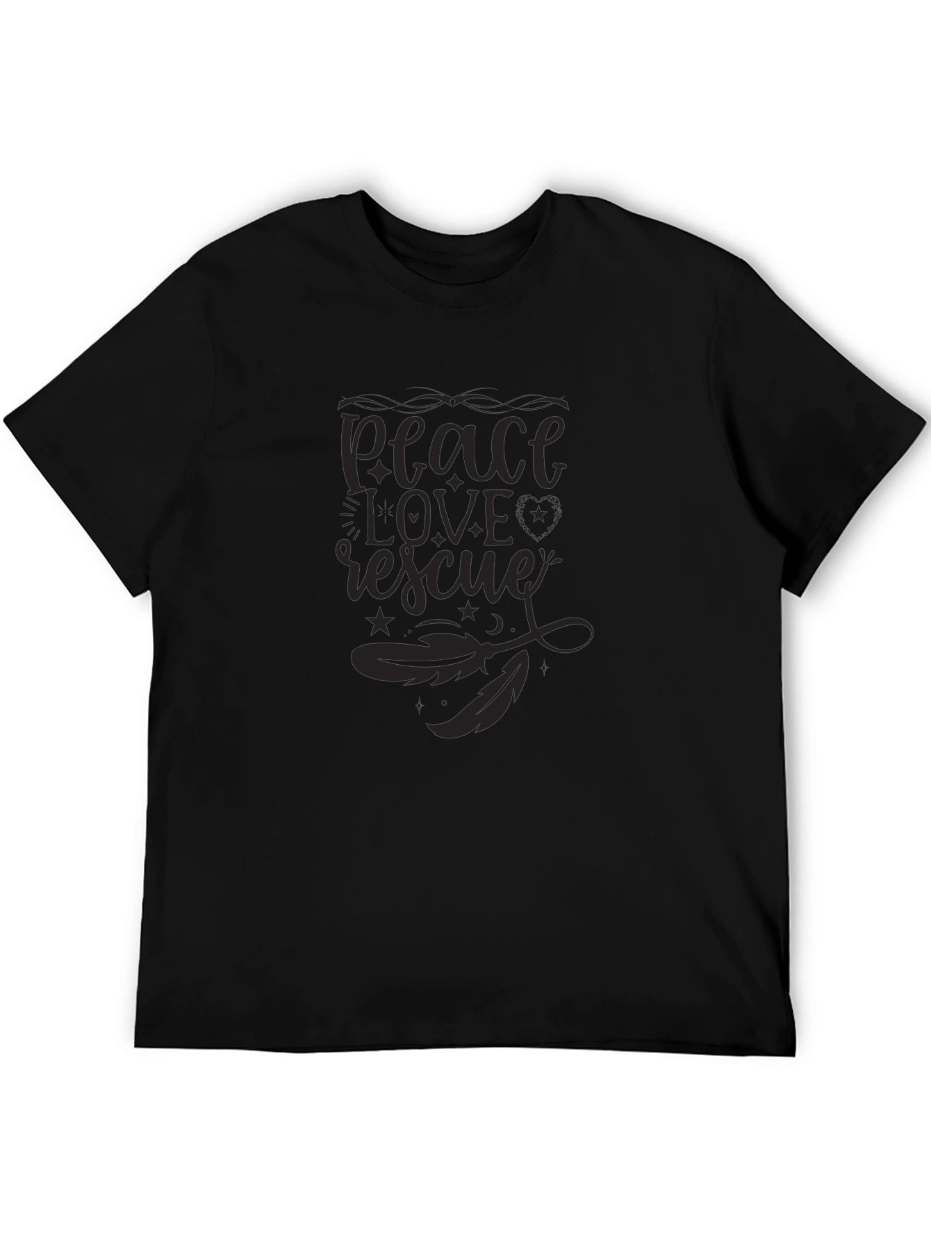 Peace Love Rescue Graphic Tee - Unisex Black Shirt