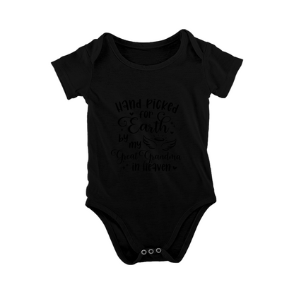 Hand Picked For Earth By My Great Grandma In Heaven Angel Wing Baby Bodysuit, Sentimental Memorial Gift