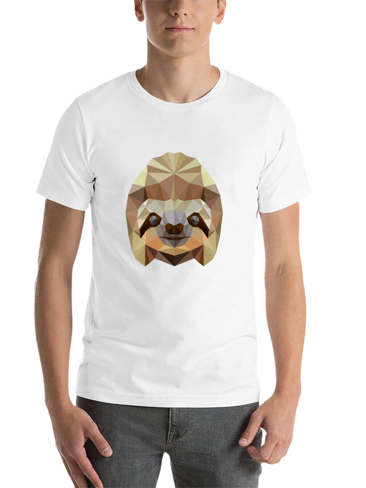 Geometric Sloth Graphic Tee - Modern Black T-Shirt