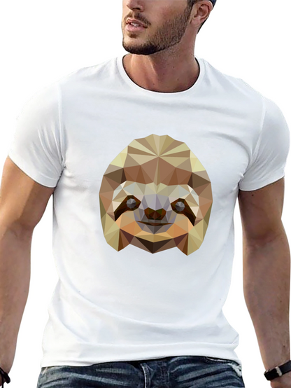 Geometric Sloth Graphic Tee - Modern Black T-Shirt
