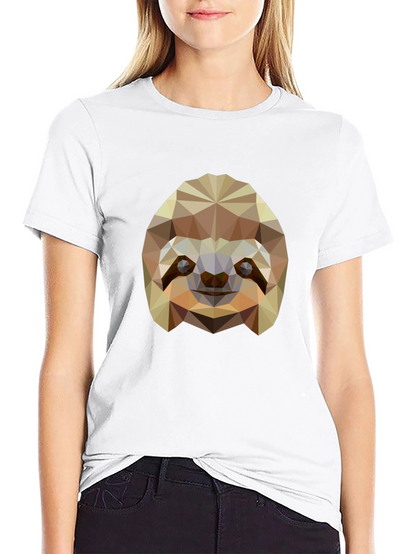 Geometric Sloth Graphic Tee - Modern Black T-Shirt