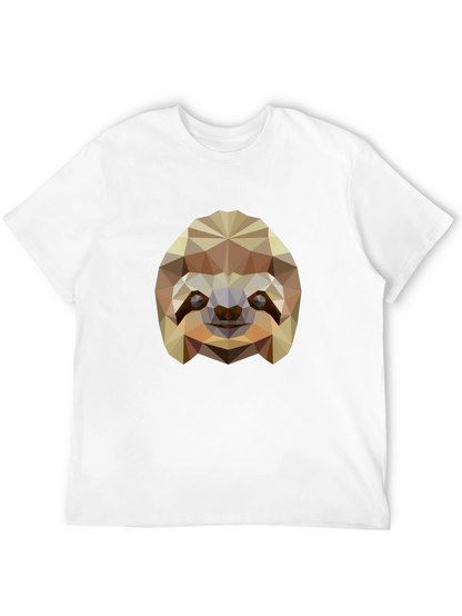 Geometric Sloth Graphic Tee - Modern Black T-Shirt