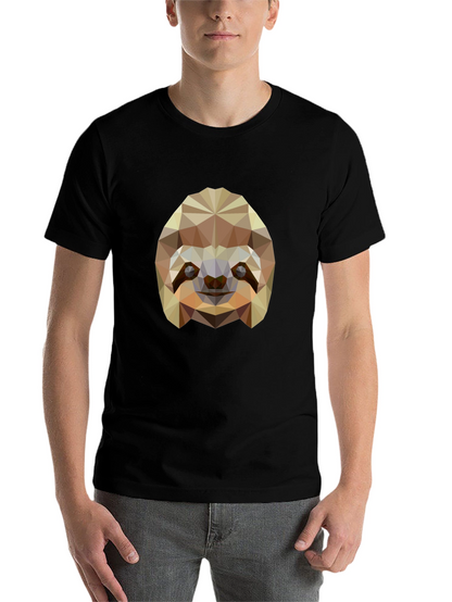 Geometric Sloth Graphic Tee - Modern Black T-Shirt