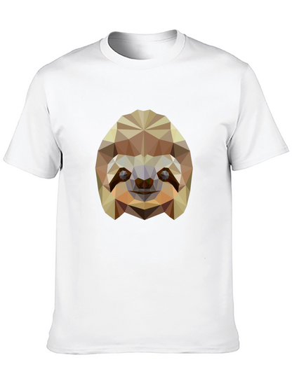 Geometric Sloth Graphic Tee - Modern Black T-Shirt
