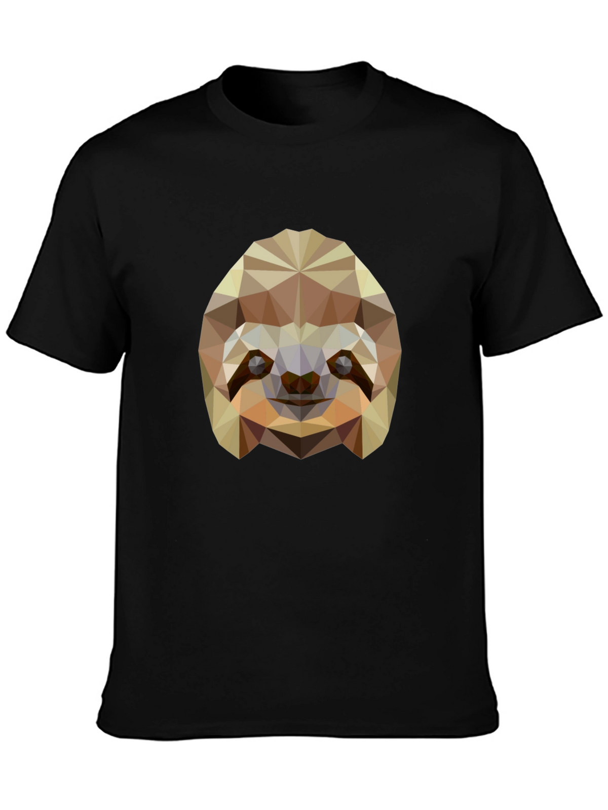 Geometric Sloth Graphic Tee - Modern Black T-Shirt